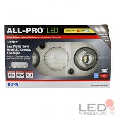 The new defiant triple head adjustable colorthe new defiant triple head adjustable color temperature led motion security light with dualbrite chases away night time darkness with a bright 3000 lumens light output. All Pro Revolve Rev21835mw Outdoor Led Twin Head 180Âº Motion Activated Security Light 3500k Ledwholesalers