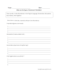 A declarative sentence simply makes a statement or expresses an opinion. Types Of Sentences Worksheets What Are The Types Of Sentences Worksheet