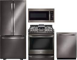Mega capacity front load washer in graphite steel. Lg Lgreradwmw5347 4 Piece Kitchen Appliances Package With French Door Refrigerator Gas Range Dishwasher And Over The Range Microwave In Black Stainless Steel