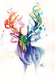 Phantom Stag Print From Katy Lipscomb Colorful Drawings Watercolor Pencil Art Art