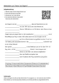 Arbeitsblatt Mit Luckentext Zum Thema Juri Gagarin Arbeitsblatter Vokabeln Lernen Unterricht Schule