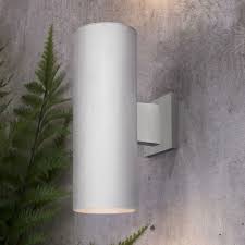 Up Down Cylinder Outdoor Wall Light In Brushed Aluminum Finish 5052 Ba Destination Lighting