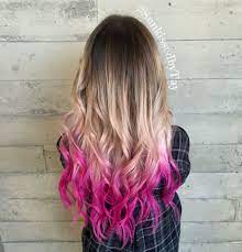 Blonde hair color is so versatile, that you might not even know there is a specific name for this or that shade of blonde hair color. Color Melt Blonde With Pink Tips Blonde Hair Tips Dipped Hair Pink Blonde Hair