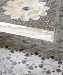 Flower Design On Shower Base And Bathroom Floor Floor Tile Design Stylish Bathroom Shower Tile