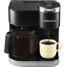 The machine sports a stainless steel build for durability. K Duo Single Serve Carafe Coffee Maker