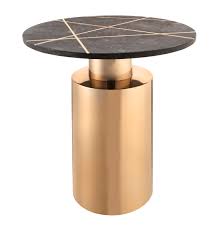 Each hammered copper tabletop is crafted specifically for its chosen base. Terzo Black Marble Side Table Tov Furniture