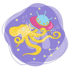 Space Octopus Cartoon Galactic Animal Vector Illustration Set Space Octopus Car Ad Galactic Animal Vector Illustration Printing On Fabric Gift Vector