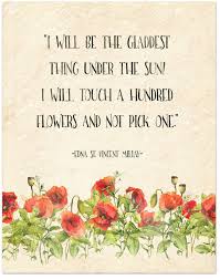 Touch A Hundred Flowers And Not Pick One Edna St Vincent Millay Literary Quote Fine Art Print For C Inspirational Quote Prints Literary Quotes Quote Prints