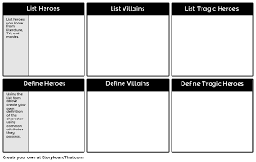 Students Will Be Given This Worksheet And Instructed To Fill In The Boxes To The Best Of Their Ability After 5 Minutes Ask Tragic Hero Hero Definition Hero