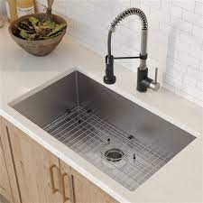 Sleek aesthetics and plenty of prep space grace the franke primo granite kitchen sink, as well as the durability every kitchen needs. Kraus Standart Pro Undermount Kitchen Sink With Matte Black Faucet Single Bowl 30 In Stainless Steel Rona
