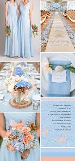 Sky Blue And Peach Wedding Color Ideas And Gorgeous Blue Bridesmaid Dresses Peach Wedding Colors Blue Themed Wedding Wedding Theme Colors