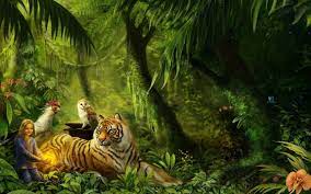 Tiger In The Jungle Art Wallpaper Widescreen 1920x1200 Jpg 2880 1800 Jungle Wallpaper Wildlife Wallpaper Animal Wallpaper