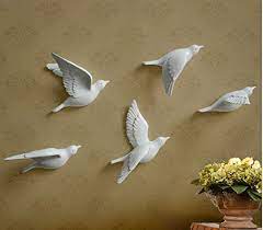 Di Grazia 3d Ceramic White Birds Wall Decoration Removable Wall Sticker Wall Hanging Wall Decals For Living Room Bedroom Office Set Of 5 Birds Amazon In Electronics