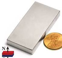 N52 NdFeB Rectangular Magnet, 2x1x1/4" - 42 LB Pull Force | Powerful  Neodymium Magnet for Multiple Uses