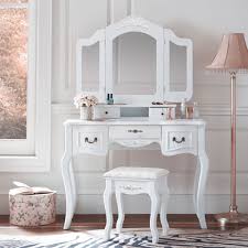 Black And White Vanity Table Zimtown Tri Folding White Vanity Makeup Dressing Table Set W Stool 5 Drawer Mirror Wood Desk White Walmart Com In 2020 White Vanity Mirrored Vanity Table Vanity Table Set
