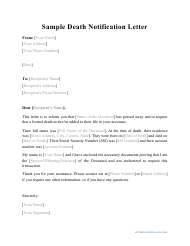 Download this letter for free and use with a few amendments. Sample Death Notification Letter Download Printable Pdf Templateroller
