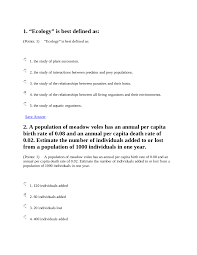 10 Mcqs Quiz 14 Solution Biological Diversity For Ecology And Evolution Bio 101 Docsity