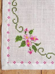 Cross stitch designs for tablecloth. Lovely Floralroses Cross Stitch Embroidered Tablecloth In Linen From Sweden Home Living Linens Efp Osteology Org