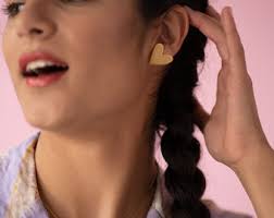 Small Heart Stud Earrings, Gilded With 24 Carat Fine Gold, Original  Creation.