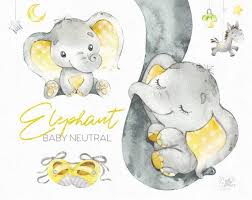 Baby Shower Baby Elephant Clipart Black And White Elephant Baby Neutral Watercolor Little Animal Clipart Etsy Baby Elephant Animal Clipart Elephant