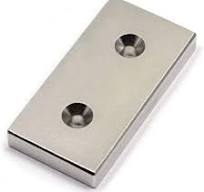 CMS MAGNETICS - (1-Piece) N42 Neodymium Rectangle Magnet 2 x 1 x 0.25  Inches with Dual #6 Countersunk Holes Rare Earth Bar for Home and School ...