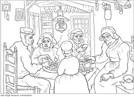 Colouring Page The Potato Eaters Van Gogh Museum Van Gogh Coloring Van Gogh Van Gogh Museum
