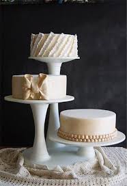 Three Round Wedding Cakes On Different Leveled Stands Found On Www Bridebug Com Simple Wedding Cake Wedding Cake Stands Elegant Wedding Cakes