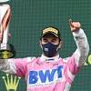 Third placed sergio perez of mexico and red bull racing celebrates on the podium during the f1 grand prix of france at. 1