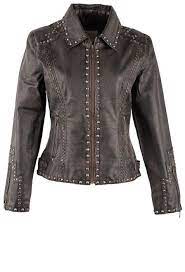 Cripple Creek Women S Hand Laced Studded Leather Jacket Mod And Retro Clothing Studded Leather Jacket Studded Leather Distressed Leather Jacket