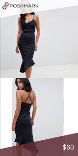 Asos Black Scuba Cami Pephem Midi Dress 6 Nwt Dresses Midi Dress Asos Dress