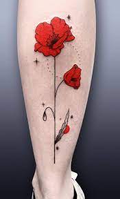 Red Flowers Tattoo Inkstylemag Jewerly Tattoo Flower Tattoo Tattoos