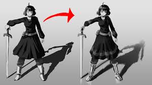 On the character's right side, draw vertical lines going down the side of the torso for the arm. Understanding Grayscale Monochrome Art Tutorials 2 By Konart Clip Studio Tips