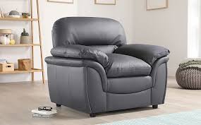 An armchair in a solid hue can blend nicely with other patterned furniture. Rochester Grey Leather Armchair Furniture And Choice