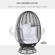 Pintan outdoor wicker swivel egg chair with cushion by christopher knight home. Outsunny Outdoor Round Pe Ratttan Wicker 360 Degree Swivel Basket Egg Chair With Cushion Black Cushion Aosom Canada