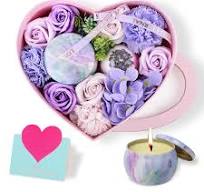 ANBET Cadeau Femme Fleur de Savon Coffret Coeur Bougies Parfumées Boule de  Bain Idee Cadeau Original Personnalisé Fete des Meres Noël Anniversaire ...