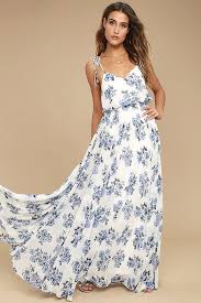 Pollen For You Blue And White Floral Print Maxi Dress White Floral Maxi White Floral Maxi Dress Floral Maxi Dress