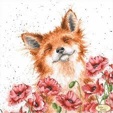 Foxes In Poppies Bead Embroidery Kit Needlework Kit Animal Etsy In 2020 Animal Art Watercolor Poppies Fox Art