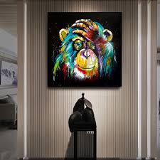 $54.00 (7 new offers) cozitech framed women fashion canvas wall art for girls bedroom decor, pink flower modern art poster, perfume handbag prints watercolor wall pictures for women room décor. Buy Watercolor Thinking Monkey Wall Art Canvas Paintings Abstract Animals Pop Art Posters And Prints Wall Decor Pictures For Kids Room Background At Affordable Prices Free Shipping Real Reviews With Photos