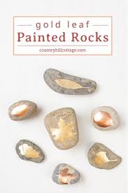Pot of gold painted rock. Diy Gold Leaf Painted Rocks Easy Rock Painting Step By Step Tutorial