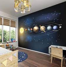 Large Children S Planets Photo Wallpaper Wall Mural Children S Bedroom Decor Boy S Bedroom S Boys Bedroom Wallpaper Space Themed Bedroom Outer Space Bedroom