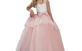 Moonker Girls Princess Dress 7 11 Years Old Children Girls Kids Fashion Lace Bowknot Formal Gown S Girls Long Dresses White Flower Girl Dresses Tutu Skirt Kids