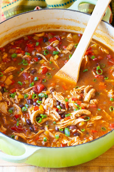 Hearty and low carb chicken fajita soup, AI generated