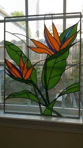 Bird Of Paradise Flower Stained Glass Window Panel Custom Ooak Etsy Stained Glass Flowers Stained Glass Windows Stained Glass Diy