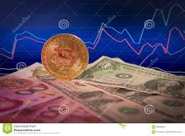 Financial Growth Concept With Golden Bitcoin Above Dollar