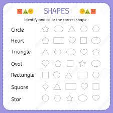 Download and print preschool shapes worksheets for kids. Identify And Color The Correct Shape Learn Shapes And Geometric Royalty Free Cliparts Vectors And Stock Illustration Image 96973158
