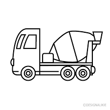 Dump truck clipart black and white. Concrete Mixer Truck Line Clipart Free Png Image Illustoon
