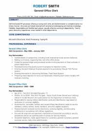 Resume templates are handy tools for job seekers for a number of reasons. General Office Clerk Resume Samples Qwikresume