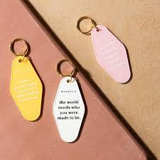 Magnolia Yellow Key Tag In 2020 Cute Car Accessories Cool Keychains Key Tags