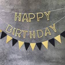 Rose gold happy birthday bunting banner balloons 18/21st/30/40/50 party decor. Pinlook Happy Birthday Banner Gold With Pennant Bunting Garland Flags Black Birthday Party Decorati Happy Birthday Signs Birthday Banner Husband Birthday Card