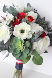 White modern wedding bouquets red. Cranberry Dusty Blue Navy And Silver Wedding Bouquet White Roses White Anemones Red Spray Roses Suc Blue Wedding Bouquet Prom Flowers Bouquet White Roses
